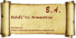 Boháts Armandina névjegykártya